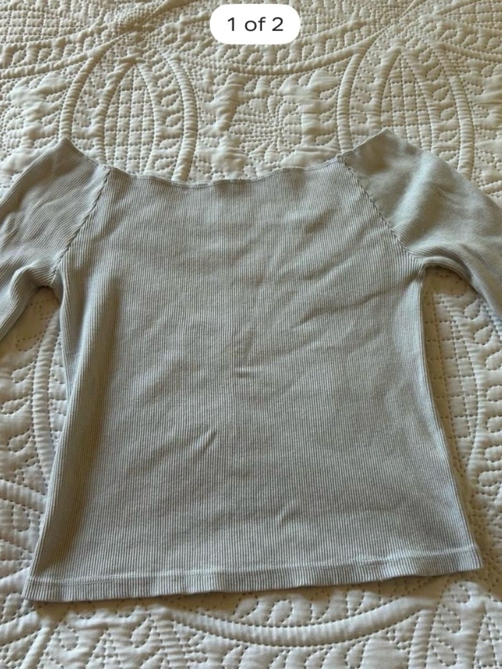 Brandy Melville Ribbed Off-Shoulder Top in Light Blue